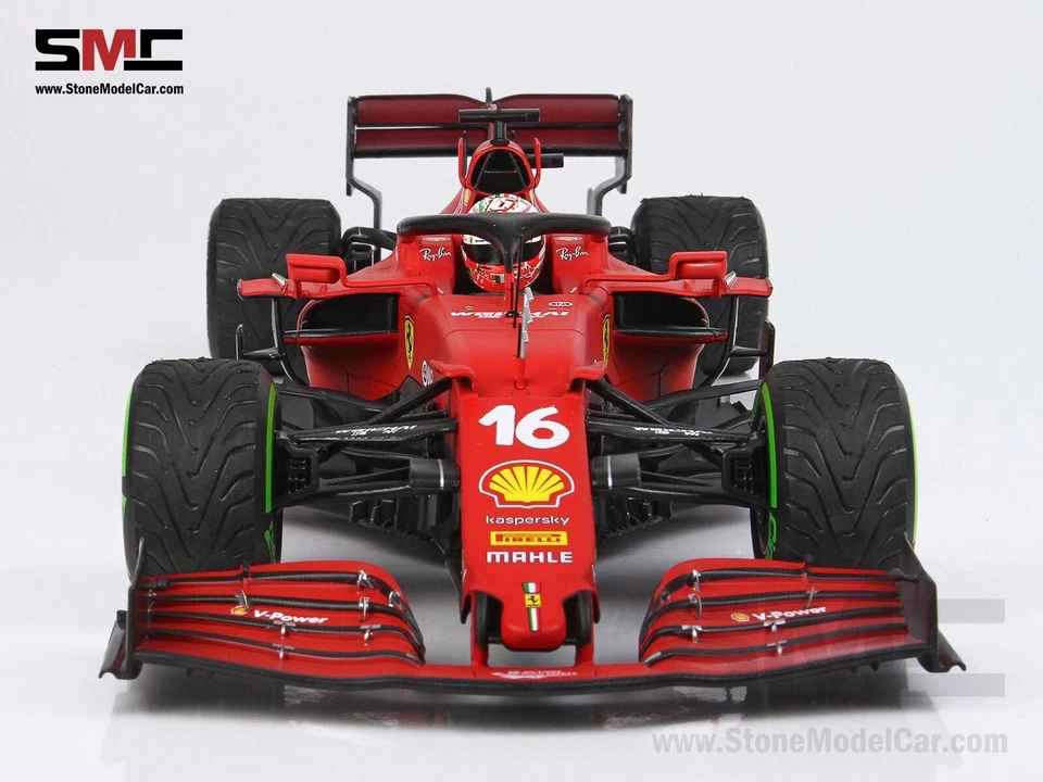 Зеленые шины Ferrari F1 SF21 #16 Charles Leclerc Emilia Romna GP 2021 1:18 BBR - Изображение 4 из 4