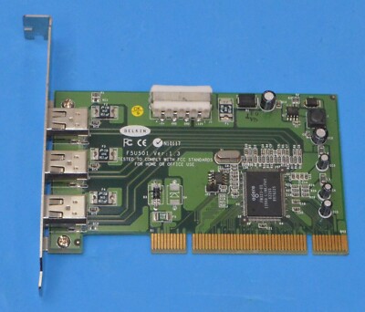 Belkin 3 Port Firewire 400 (IEEE1394) Card , PCI, Mac/PC *Used* F5U501