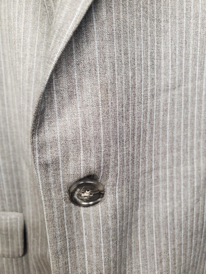 Hickey Freeman Wool Gray Striped Blazer Jacket Sport Coat 44 R USA MADE MINT - Image 3 of 4