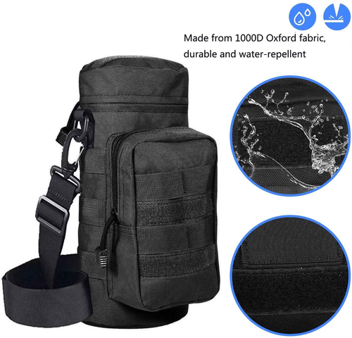 Molle Water Bottle Holder Tactical Water Bottle Carrier Bag with Shoulder Strap - Picture 4 of 30