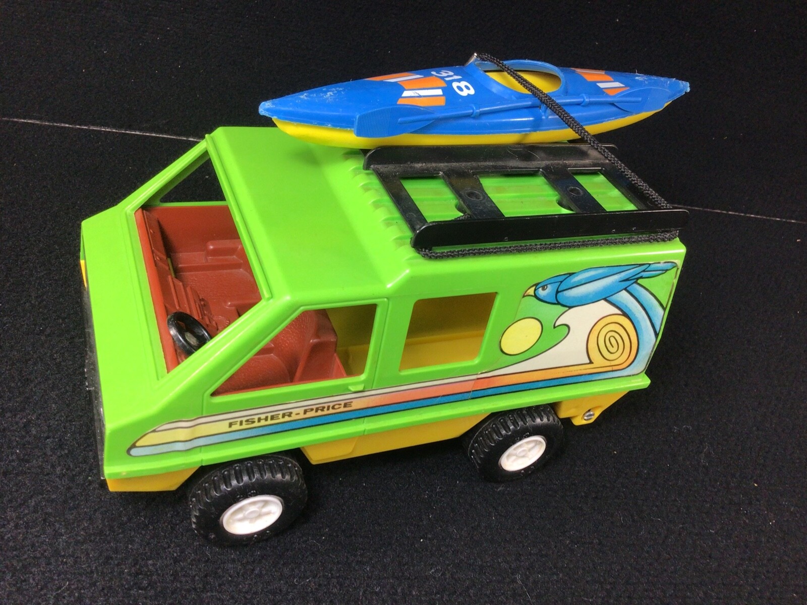 VINTAGE 1977 FISHER-PRICE ADVENTURE PEOPLE SPORTS VAN WITH KAYAK AND PADDLE