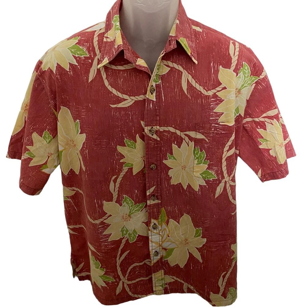 COOKE STREET Honolulu Aloha Hawaiian Pink Tropical Floral Shirt Men L Large