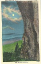 Skyland Virginia VA ~ Night-Time in Shenandoah National Park ~Linen Postcard UNP