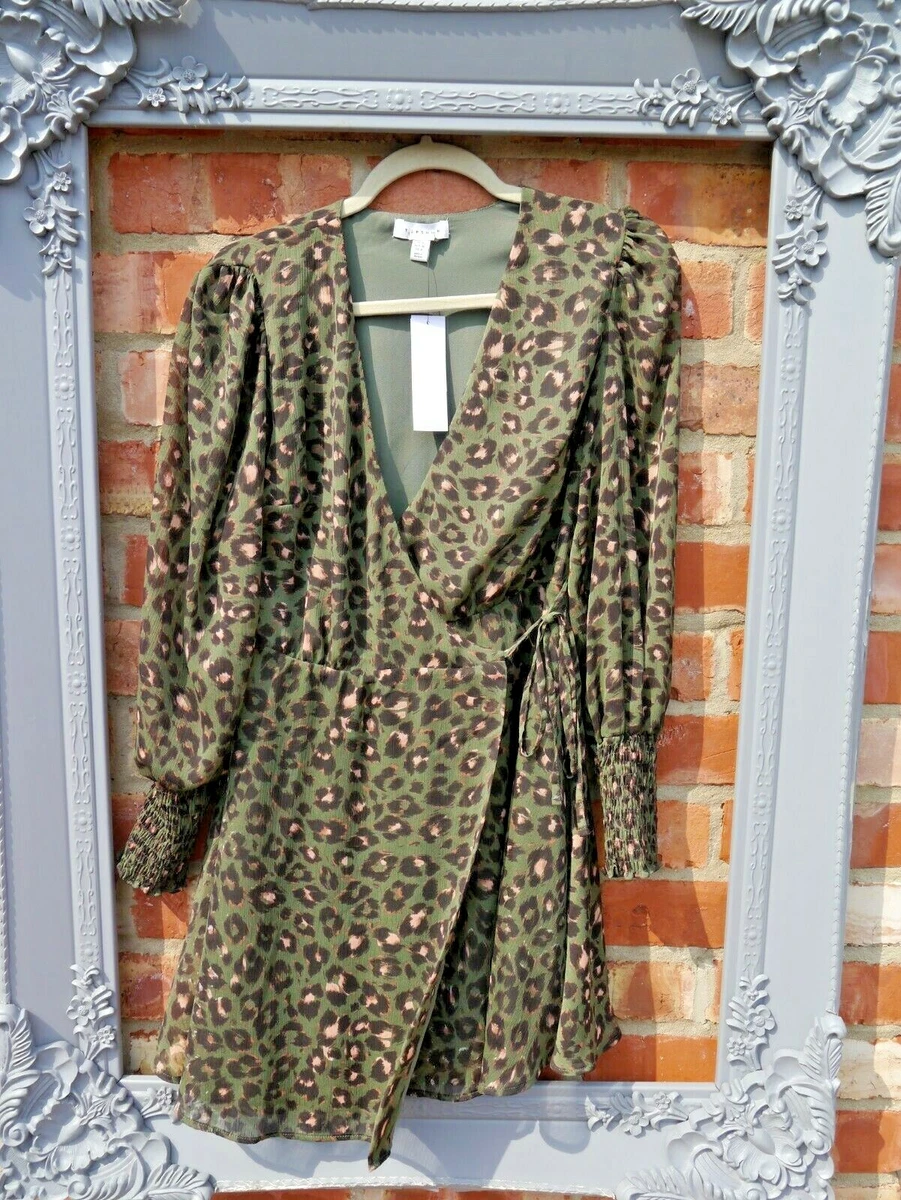 Topshop green cheap wrap dress
