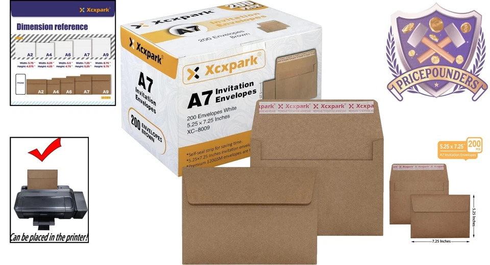 Sobres A7 - 200 Papel Kraft Autosellante para Bodas y Duchas Foto 2 de 4
