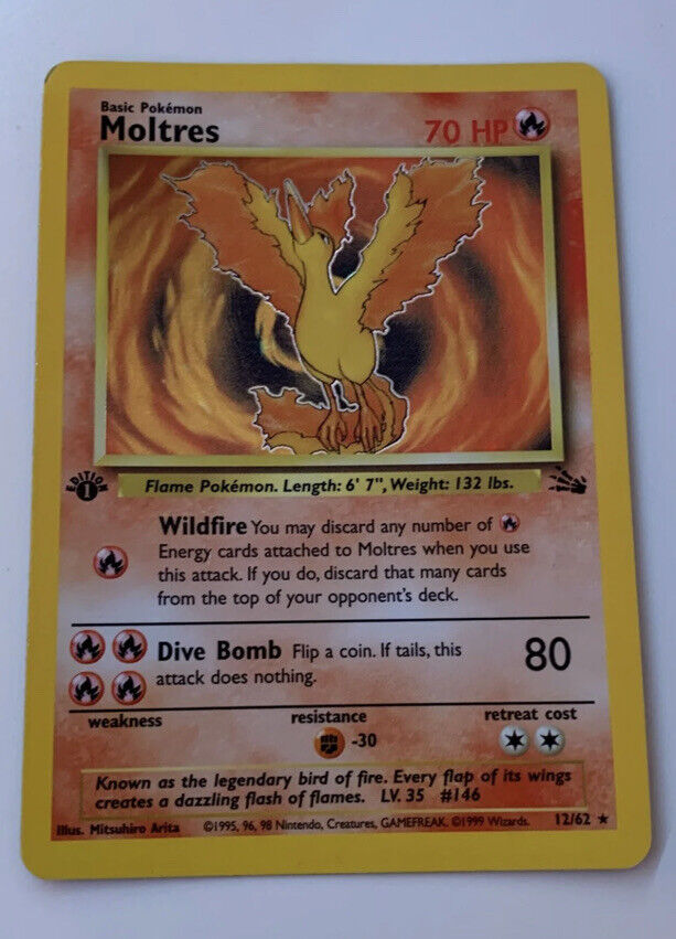 Moltres 12/62 - Fossil - Base Set - Pokemon Trading Card Game - PokeMasters