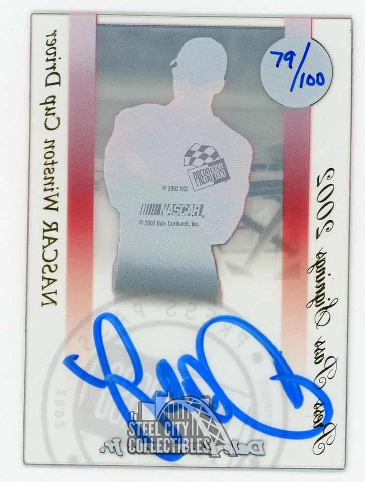 Dale Earnhardt Jr 2002 Press Pass Signings Autographed Card /100 - Image 2 of 2