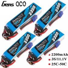 4X Gens Ace G-Tech 11.1V 2200mAh 25C 3S Lipo Battery EC3 For Helicopter Airplane