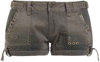 Shorts Khaki mit Ösen und Schnallen W30 Studded Cargo Shorts Hot Pants
