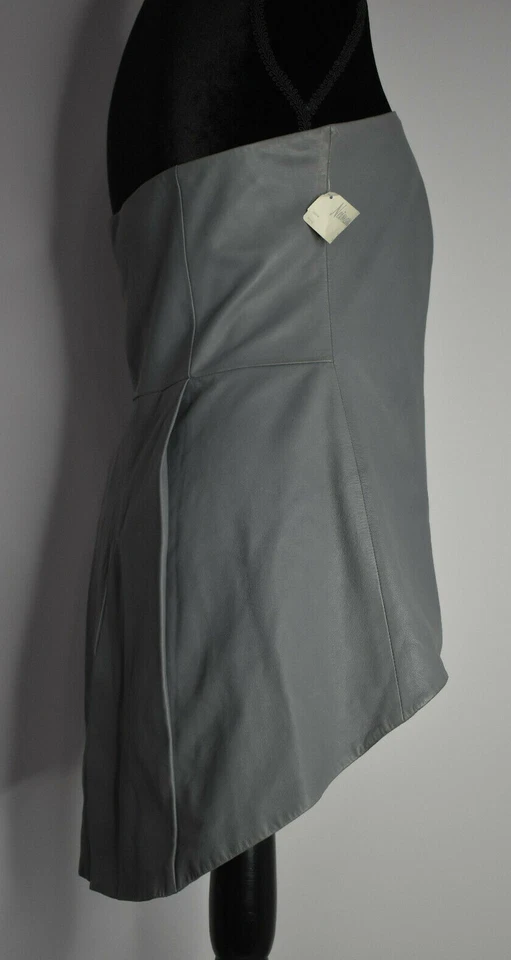 Brunello Cucinelli Talla 44 Sin Tirantes Gris Cuero Top Alto Bajo Asimétrico Italia Foto 4 de 4