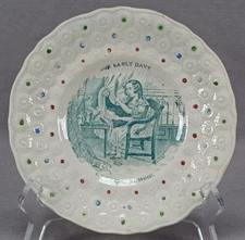 British Staffordshire Early Keeping School Transferware Child's Plate Circa 1840