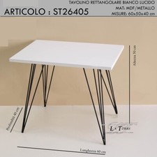 Table Console Rectangulaire Moderne Avec Pieds En Métal Blanc Brillant