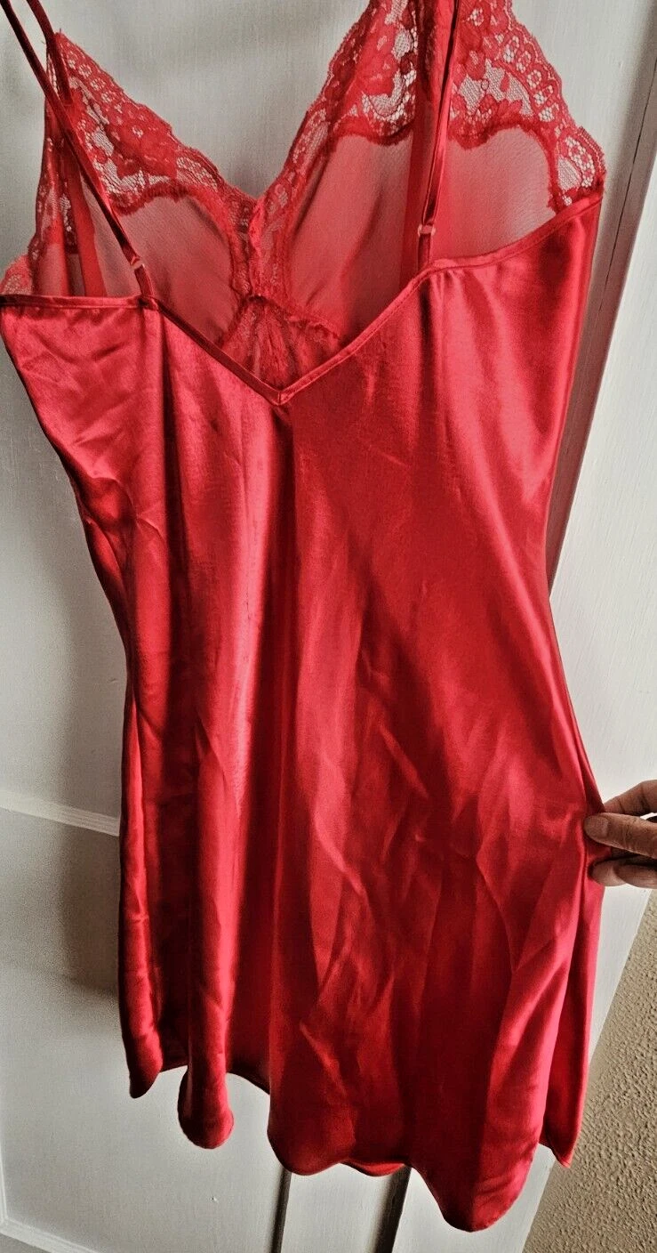 UNDERCOVER Abito slip vintage Victoria's Secret raso allacciato taglia M rosso coppa allacciata molto sexy