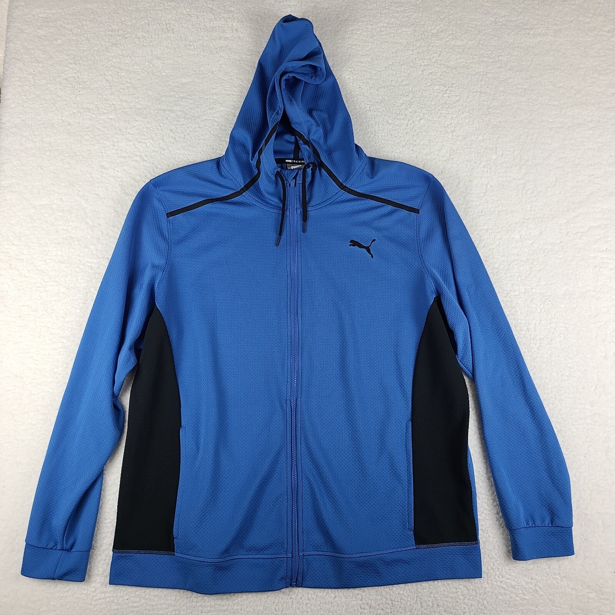 Puma Training Hoodie Mens 2XL XXL Blue Full Zip Dry Cell