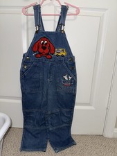 Vintage Clifford The Big Red Dog Denim Overalls Toddler Size 5 Embroidered