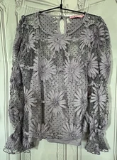 Anthropologie Eva Franco Celestial Dream Top Popover Gray NWT Size S $165 MSRP