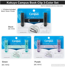 Kokuyo Campus Portable Book Clip Pen Style 3-Color Set Green Purple Black