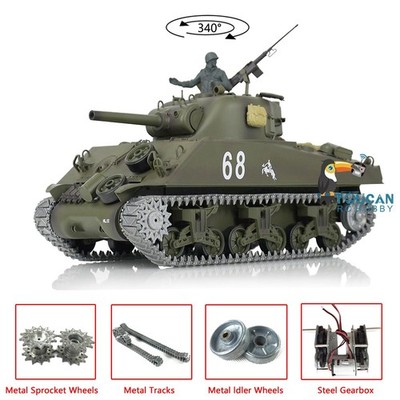 Henglong 2.4G 1/16 7.0+ Scale RTR RC Tank Model 3898 Sherman M4A3 w/Metal Tracks