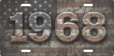 Dodge, Ford or Chevrolet antique American vehicle 1968 Weathered License plate