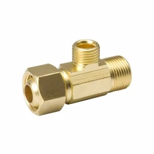Brass Supply Stop Extender Pipe Tee,3/8 In. Female Compressionx3/8 In. Male Comp