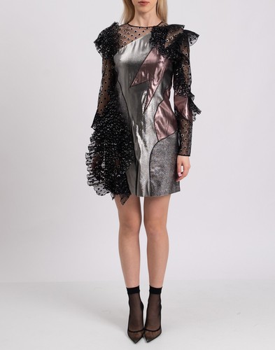 RRP €2230 ALBERTA FERRETTI Mini Cocktail Dress IT40 US4 UK8 S Silk Blend Spotted - Picture 3 of 8