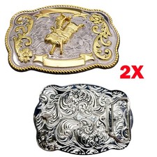2X Rock Bull Ride Long Huge Rodeo Big Cowboy Texas Western Shine Belt Buckle NEW