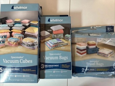Whitmor Spacemaker Vacuum Bags Lot- NIB, 3 Bags, 3 Cubes, 2 Travel