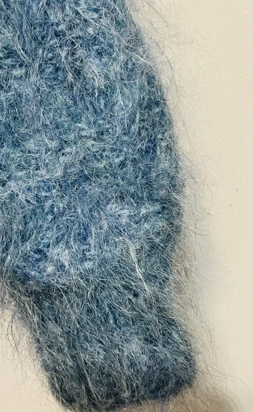 Vintage Pierre Cardin Shaggy Fuzzy Mohair, Wool and Nylon Blue Sweater Size M - Image 4 of 4