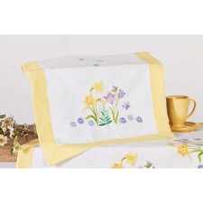 Herrschners Daffodil Tulip Table Runner Stamped Embroidery Kit