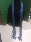 Vtg Blue Iridescent Handmade Multi Strands 20 Seed Bead Necklace 53" in length. — photo 1