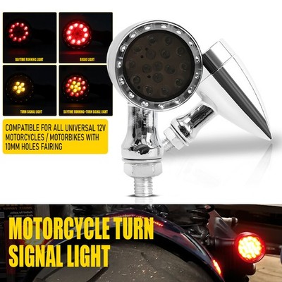 Motorcycle LED Turn Signals Lights Fit For 12V  Motorcycles Motorbikes Chrome EA