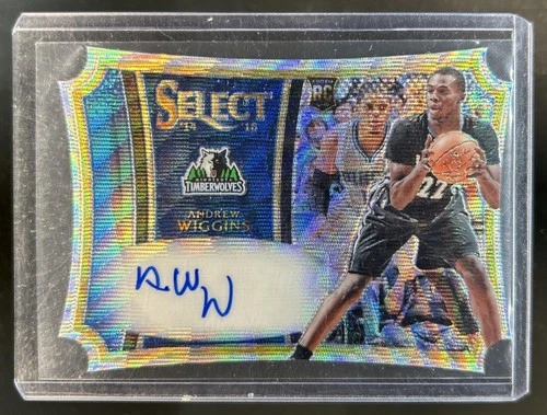 2014-15 Panini Select Andrew Wiggins Die Cut Auto Prizm Blue Wave RC #/10