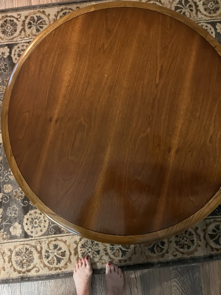 Warren Church / Lane Mid Century Perception Round Walnut Coffee Table In Walnut - Image 2 of 4