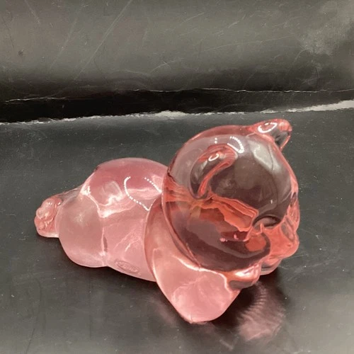 Fenton Glass Bear  Figurine Pink Collectible