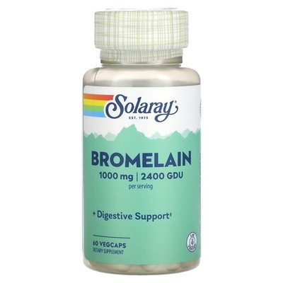 2 X Solaray, Bromelain, 500 mg, 1,200 GDU, 60 VegCaps