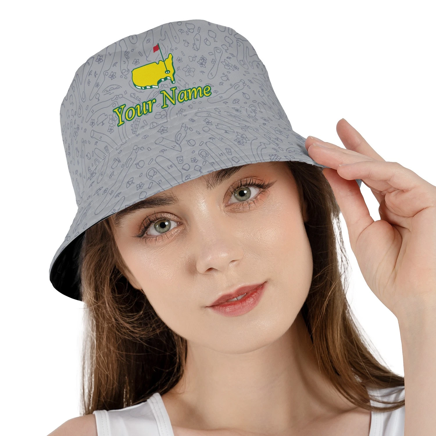 Custom Name Masters Course Design Performance Tech Reversible Bucket Hat