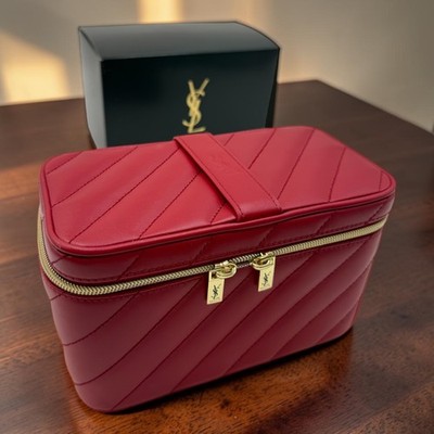 Brand New YSL Beauty Gift-of-Purchase (GWP) Red Quilted Vanity Case