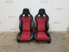 16 2016 Nissan 370z Nismo Recaro Front Bucket Seat Set Black Red Leather
