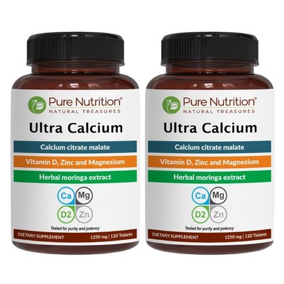 Pure Nutrition Ultra Calcium 1000mg with VIT D3 + K2 | 240 Tabs (120 X Pack of 2