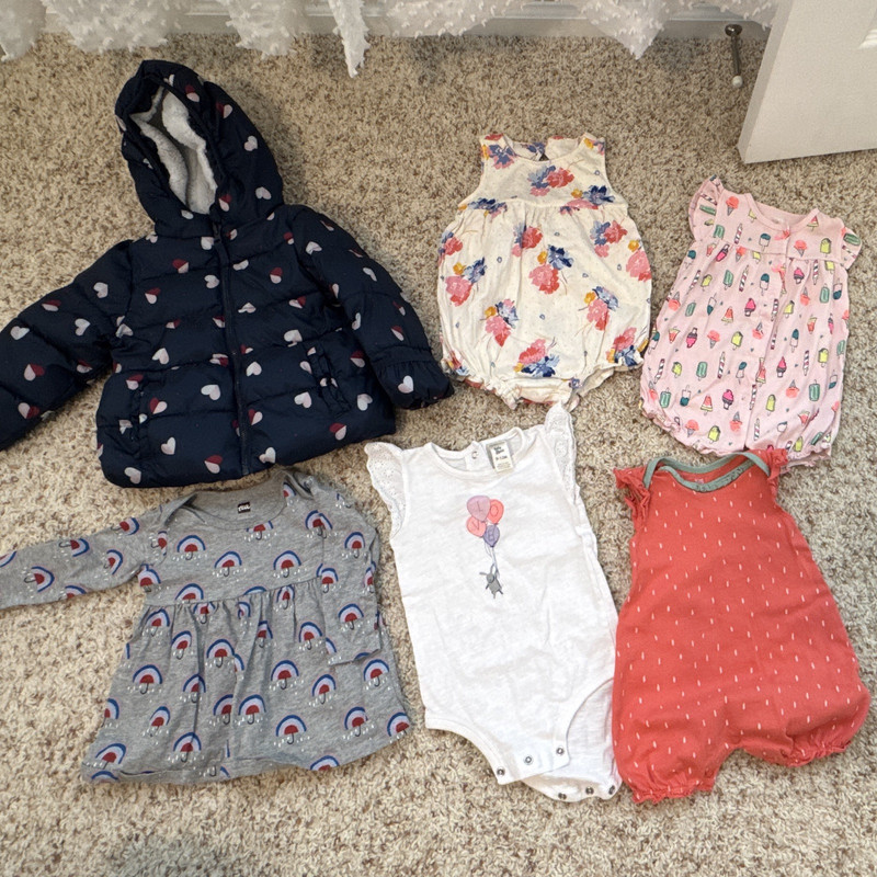 Tea Carter's Old Navy Wonder Nation Baby Girl Clothing Lot 3-18M Floral/Hearts