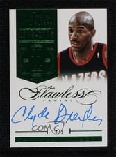 2013-14 Panini Flawless Retired Numbers Emerald 4/5 Clyde Drexler Auto HOF 3d3