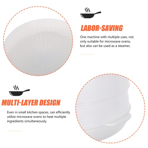 2 Pcs Food Steamer Holder Microwave Heating Layered Steaming Tray - Picture 5 of 12