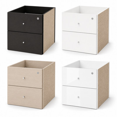 Einsatz IKEA KALLAX 2 Schubladen, abschließbar, versch. Farben,  1x & 2x Schloss