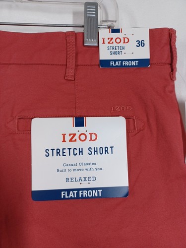 Neu mit Etikett Izod Salzwassershorts für Herren rot Stretch entspannt 9 Zoll Chino flach Gr. 36 W38" 0317 - Bild 7 von 15