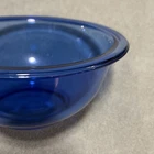 (2) VTG Pyrex Clear Cobalt Blue Rimmed Mixing Bowls  1L Made In U.S.A  #322 Nice
