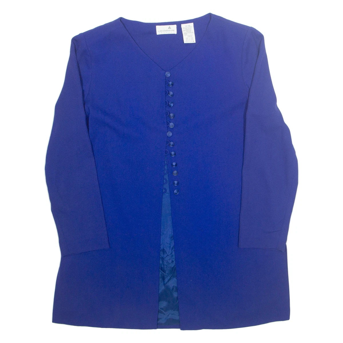Chemise Liz Claiborne Femme M - Manches Longues Bleu Rayé - Coton Stretch