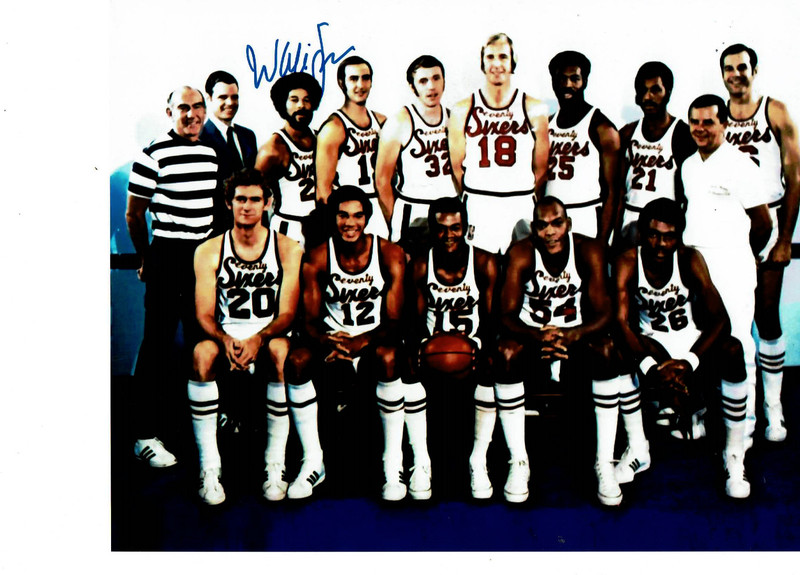 Philadelphia 76'ers  Wali Jones  autographed 8x10 great team color  photo **
