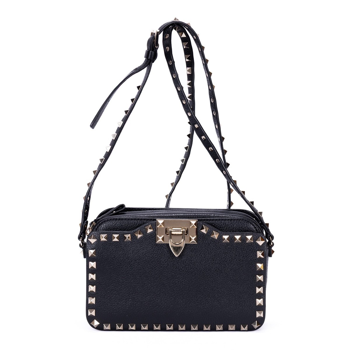 Valentino Black Rockstud Studded Camera Crossbody Shoulder Bag | eBay