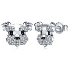 Schnauzer Stud Earrings 925 Sterling Silver Terrier Dog Puppy Pet Earrings Sc...