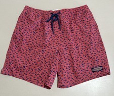 Vineyard Vines Chappy 7" Swim Trunks Airplane Print Mens Med Pink Blue Lined